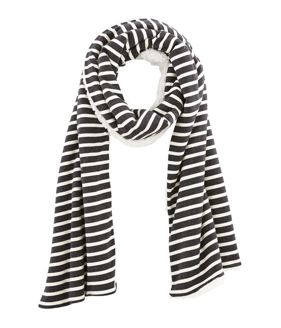 Echarpe réversible femme noir CITY/beige COQUILLE
