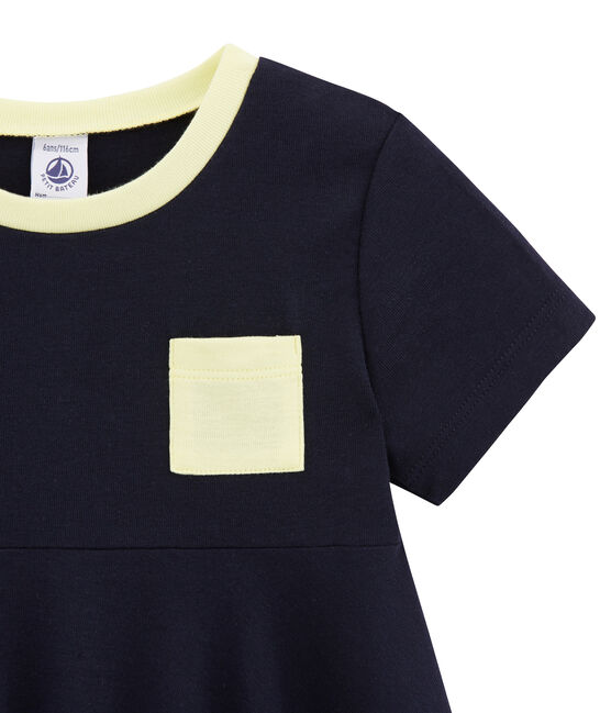 Robe fille en coton léger bleu Abysse