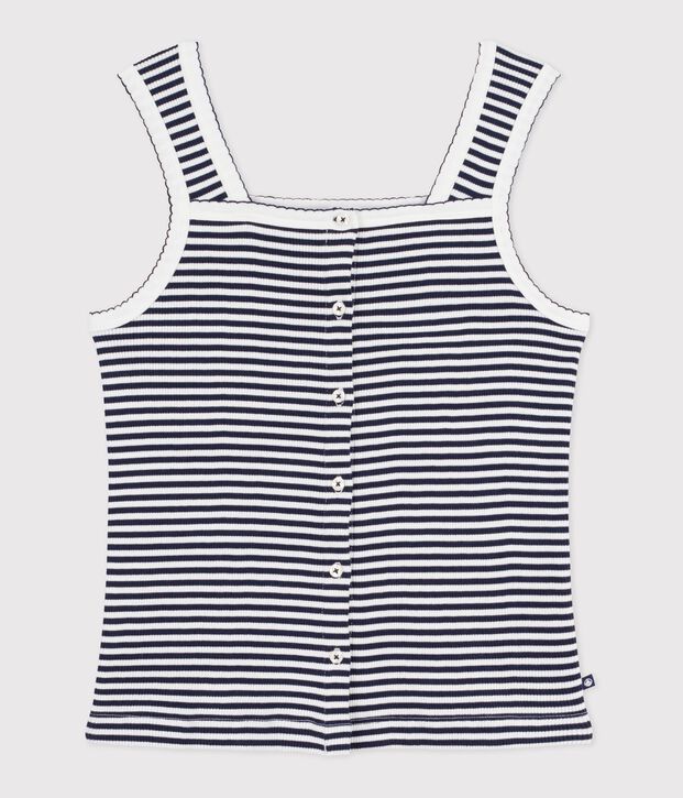 D&eacute;bardeur femme en coton &agrave; rayures bleu/blanc