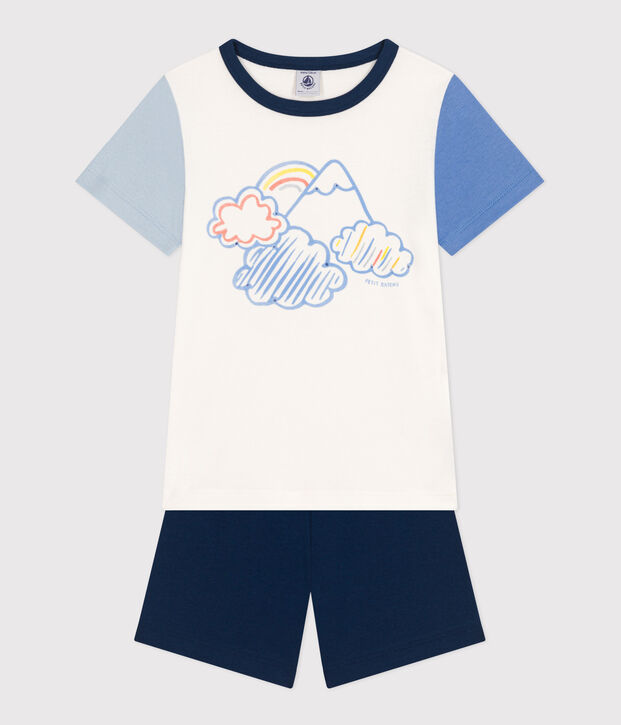 Effen korte pyjama van katoen voor kinderen blauw/multicouleur
