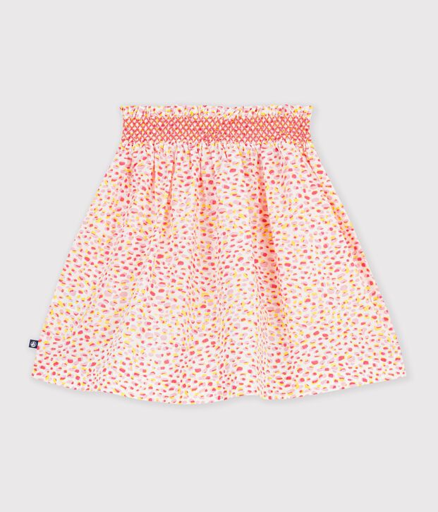 Korte katoenen kinderrok met print wit/multicouleur