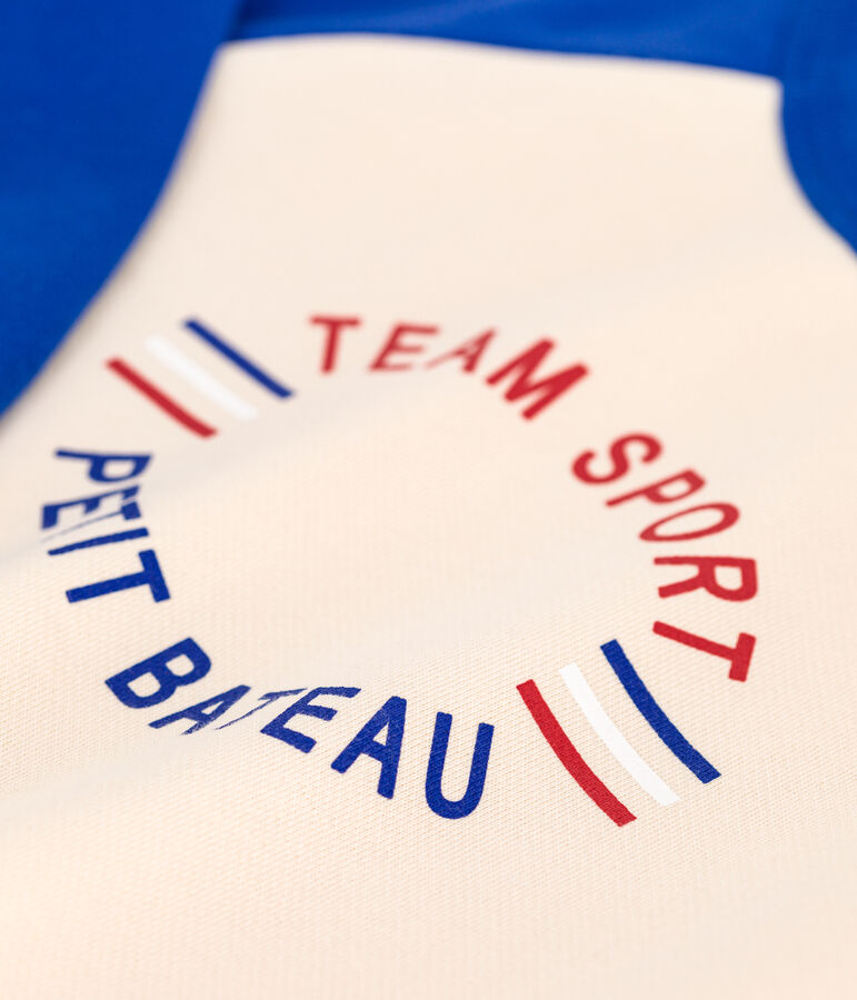 Sweatshirt en molleton enfant gar&ccedil;on &eacute;cru/bleu