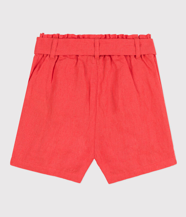 Short en lin enfant fille orange