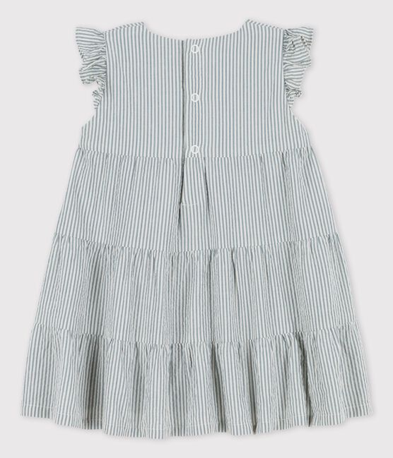 Robe rayée en seersucker bio bébé bleu BRUT/blanc MARSHMALLOW