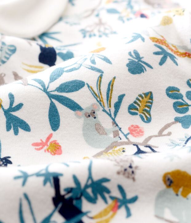 Kort pakje uit ribstof voor babymeisjes wit/multicouleur