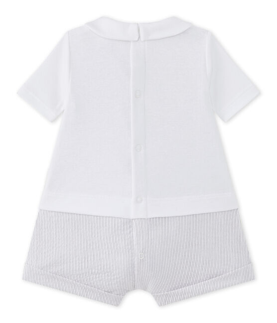 Kort babypakje uit twee stoffen voor babyjongens wit ECUME/beige BEIGE