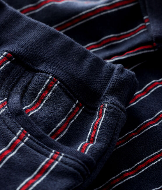 Broek van molton babyjongen blauw SMOKING/wit MULTICO