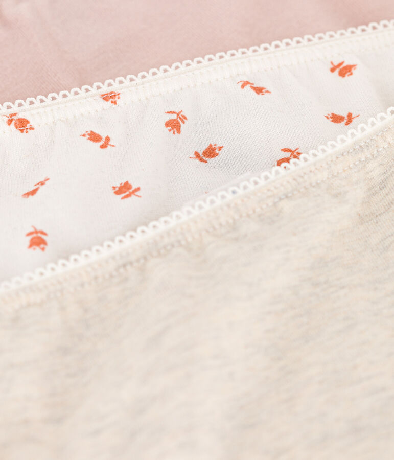 Lot de 3 culottes fleur en coton et &eacute;lasthanne fille multicouleur