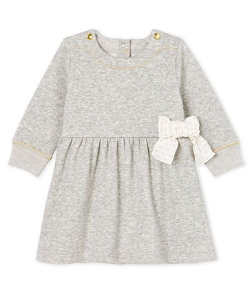 Jurk Met Lange Mouwen Babymeisje Van Mesh Fluweel Petit Bateau