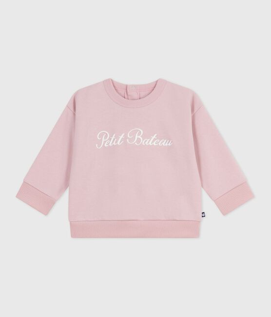 Katoenen babysweatshirt met 'Petit Bateau'-borduursel roze JOLI