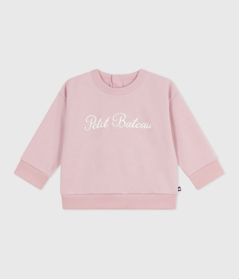 Katoenen babysweatshirt met 'Petit Bateau'-borduursel roze