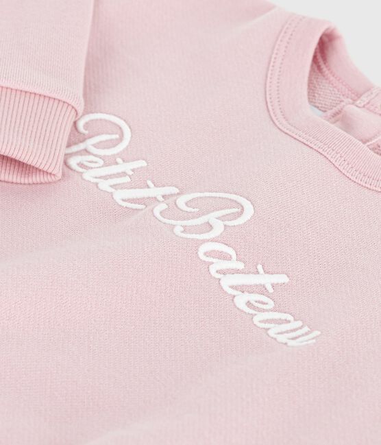 Katoenen babysweatshirt met 'Petit Bateau'-borduursel roze JOLI