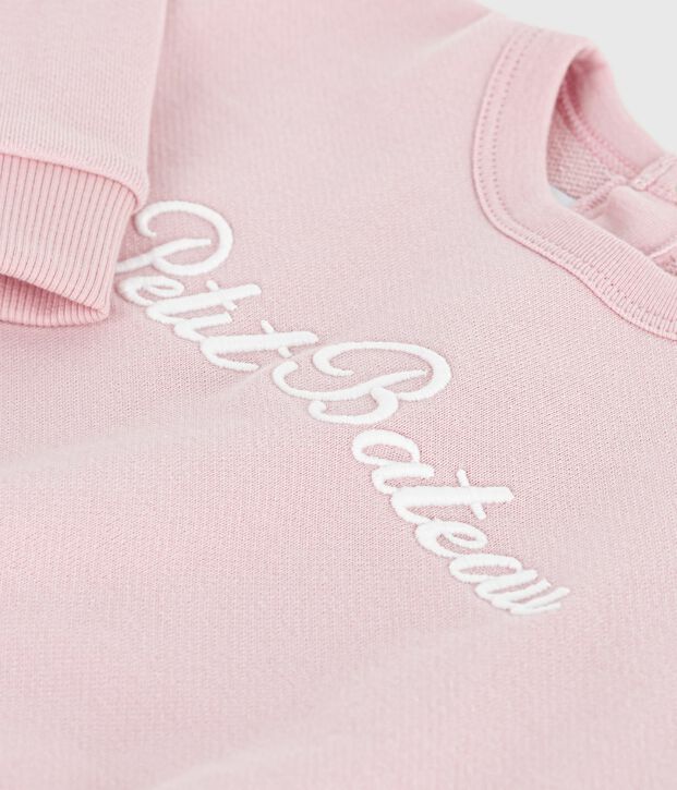 Sweatshirt b&eacute;b&eacute; en coton brod&eacute; Petit Bateau rose clair