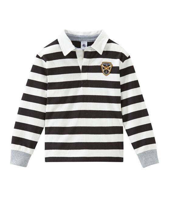 Jongenspolo in rugbystijl grijs CAPECOD/wit MARSHMALLOW