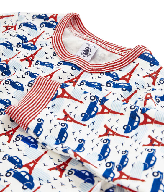 Pyjama petit garçon en côte blanc MARSHMALLOW/blanc MULTICO