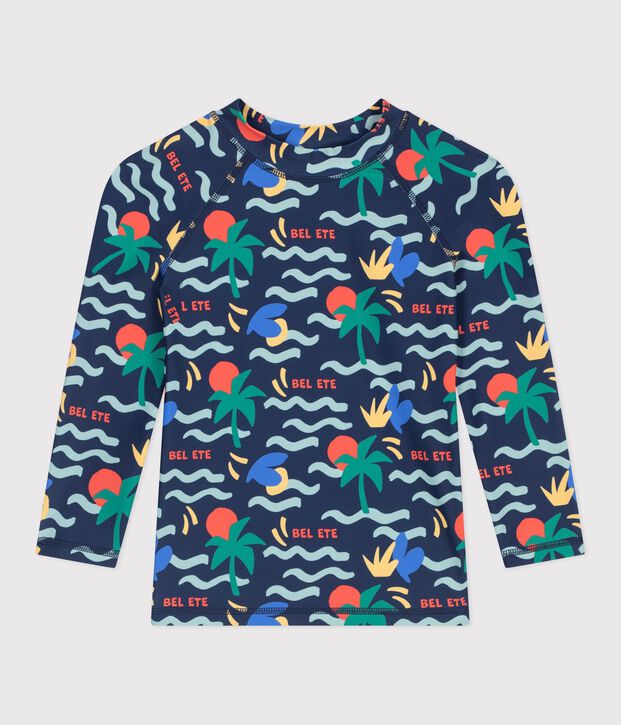 Kinderzwemshirt met uv-bescherming, lange mouwen en print blauw/multicouleur