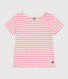 Tee-shirt rayé en jersey flammé enfant fille
