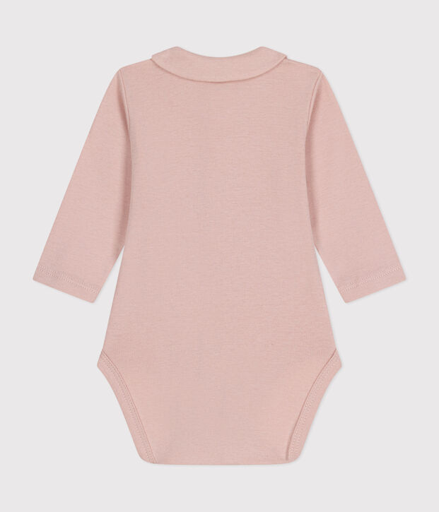 Babybody met lange mouwen en kraagje roze