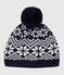 Wollen jacquardmuts voor baby's blauw SOIR/ MARSHMALLOW