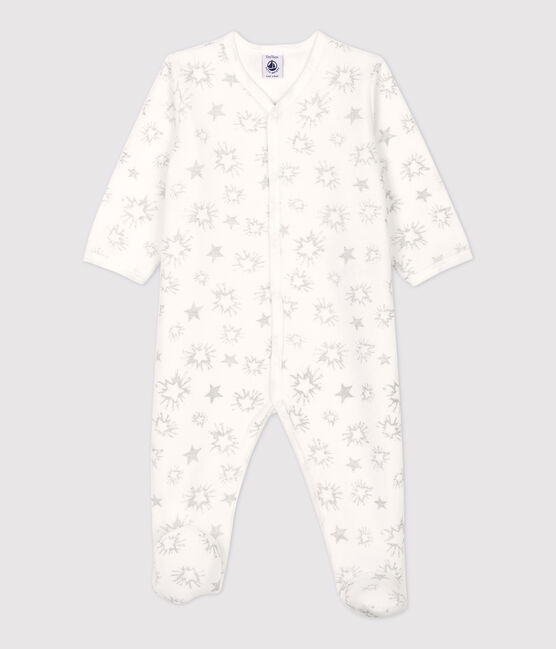 Dors-bien bébé imprimé étoiles en velours blanc MARSHMALLOW/gris ARGENT