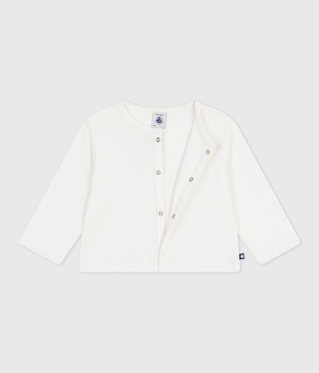 Cardigan b&eacute;b&eacute; en coton uni blanc