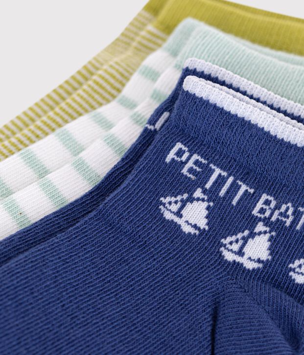 2 paires de chaussettes enfant en coton &agrave; rayures multicouleur