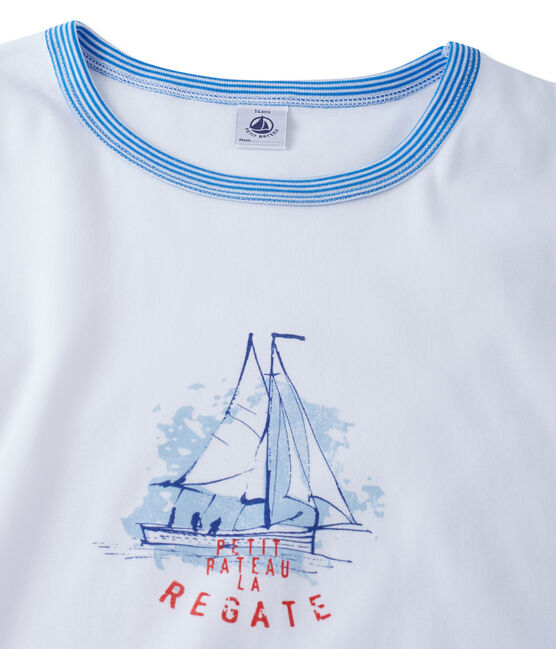 Jongenspyjama met motief (grootste maten) wit ECUME/blauw MAJOR