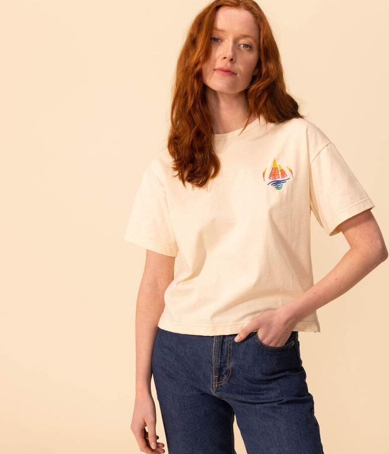 T-shirt LE BOXY en coton Femme &eacute;cru AVALANCHE