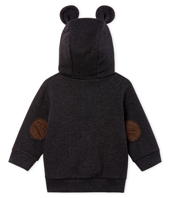 Sweatshirt à capuche bébé garçon en côte élasthanne gris CITY CHINE