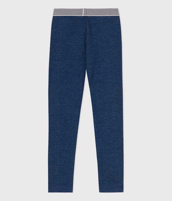Fleece jegging met denimeffect voor meisjes blauw MEDIEVAL/beige ECRU