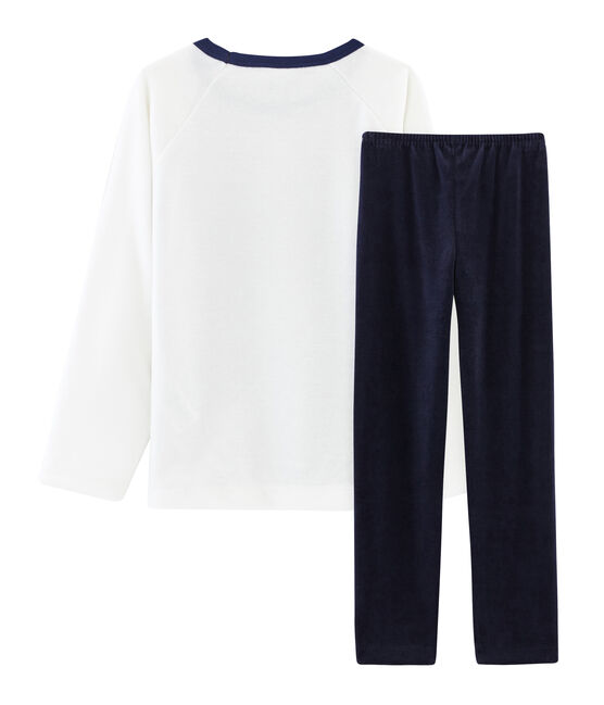 Pyjama petit garçon en velours bleu SMOKING/blanc MULTICO
