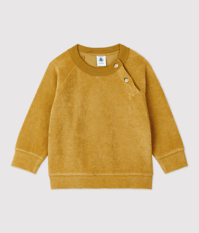 Sweatshirt en bouclette &eacute;ponge b&eacute;b&eacute; jaune