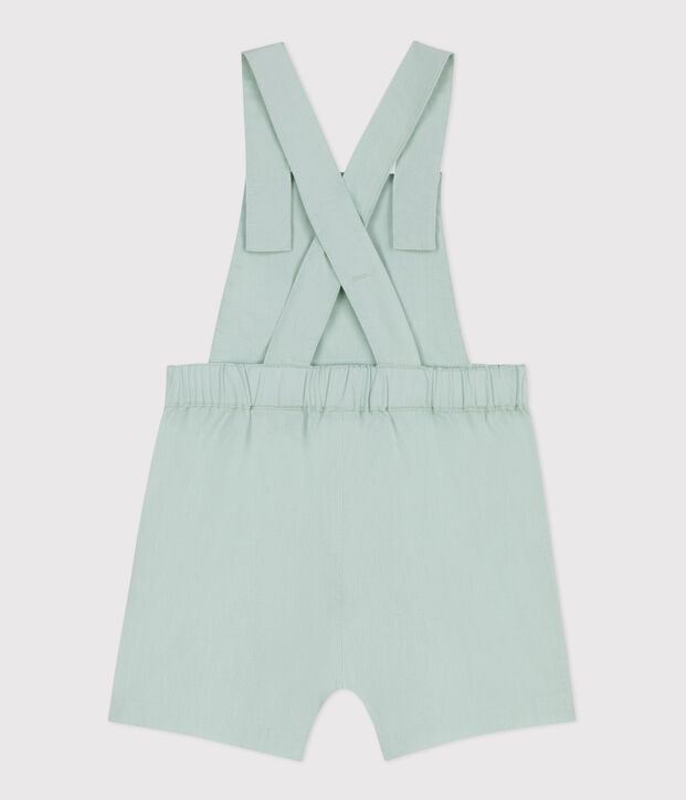 Salopette b&eacute;b&eacute; en coton/lin jambes courtes, unie vert