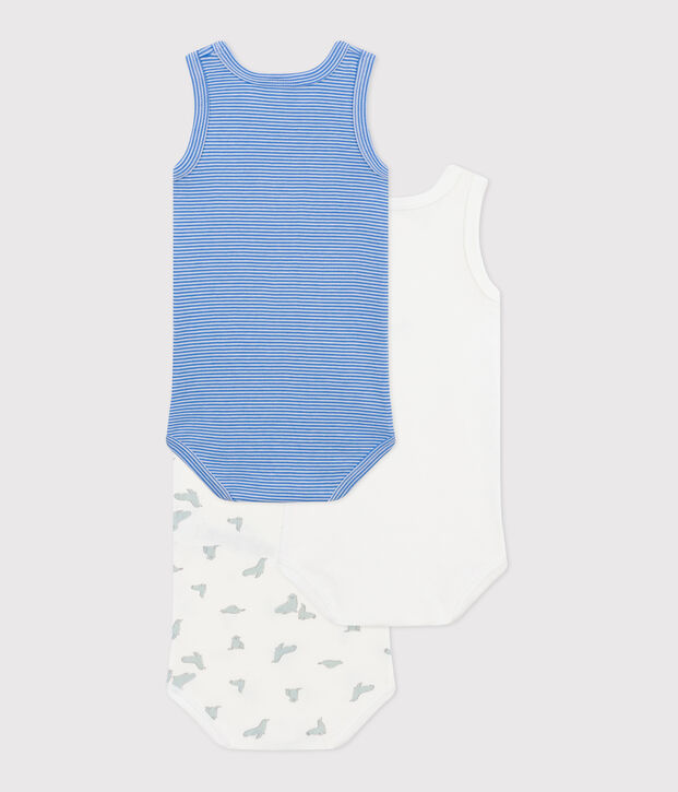 Lot de 3 bodies sans manches en coton imprim&eacute; b&eacute;b&eacute; multicouleur