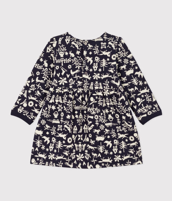 Jurk met lange mouwen in doorgestikte tubic met print voor baby's blauw SMOKING/ AVALANCHE