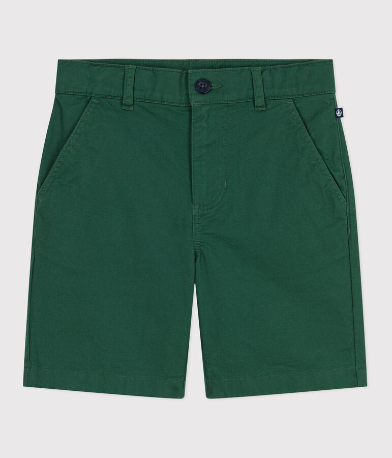Bermuda short enfant en serge de coton uni vert
