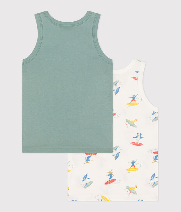 Setje met 2 katoenen kinderhemdjes met surferprint multicouleur