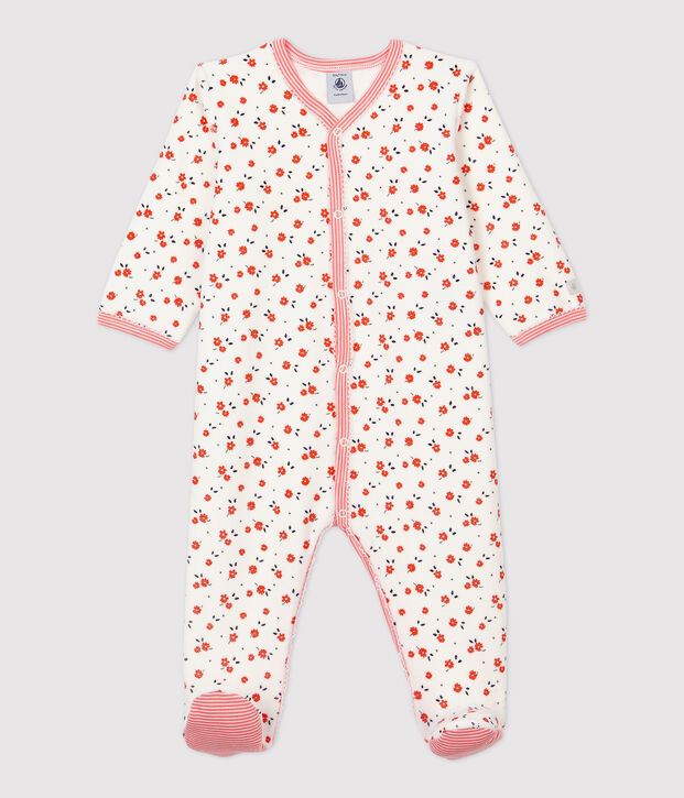 Fluwelen slaappakje met bloemenprint wit/multicouleur