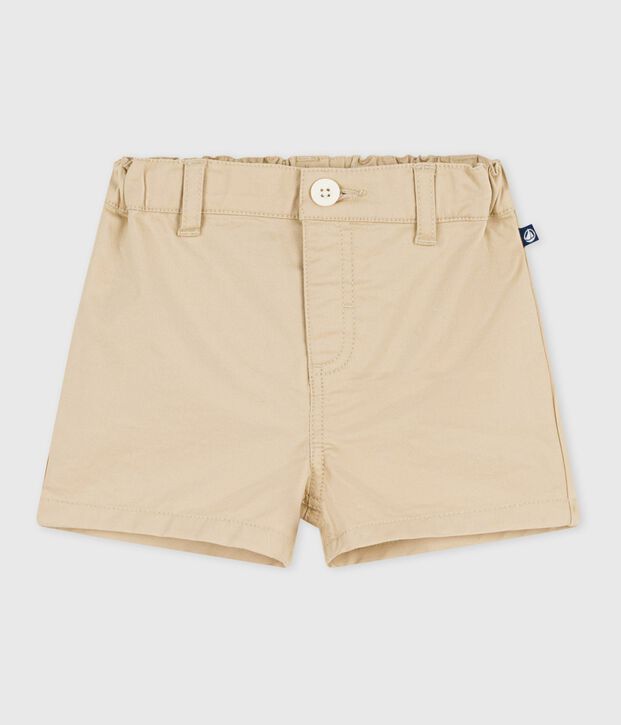 Effen katoenen short voor baby's beige
