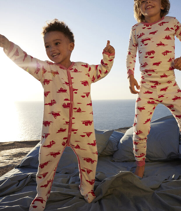 Pyjama in tubic met print wit/rood