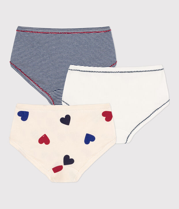 Lot de 3 culottes c&oelig;ur petite fille en coton multicouleur