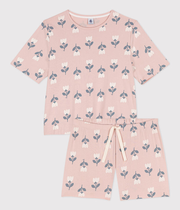 Pyjacourt tulipes en coton femme rose/multicouleur