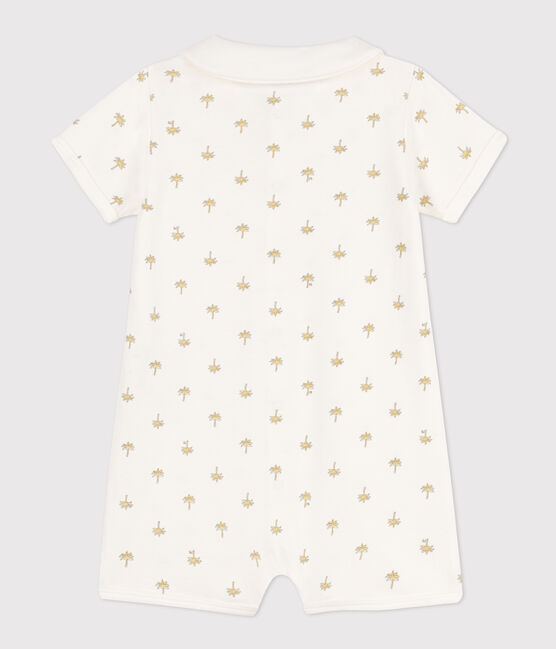 Combinaison courte palmiers en coton bébé blanc MARSHMALLOW/blanc MULTICO