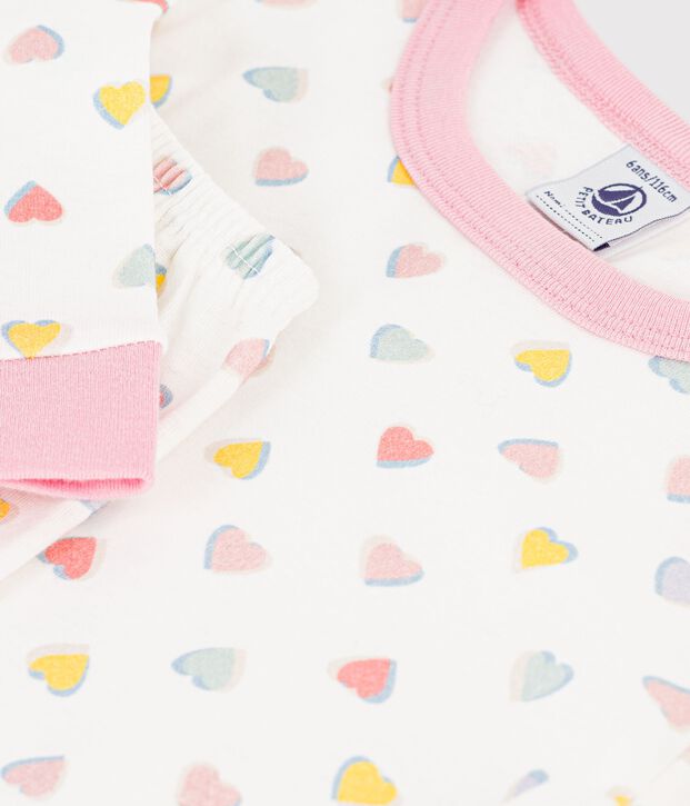 Pyjama tr&egrave;s ajust&eacute; enfant en coton imprim&eacute; blanc/multicouleur
