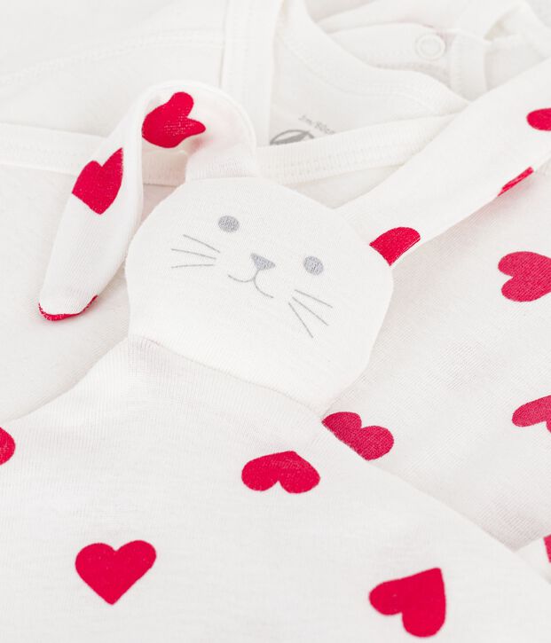 Geboortegeschenkset van katoen met hartprint multicouleur
