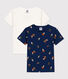 Set van 2 katoenen T-shirt met korte mouwen en champignons voor kleine meisjes / jongens