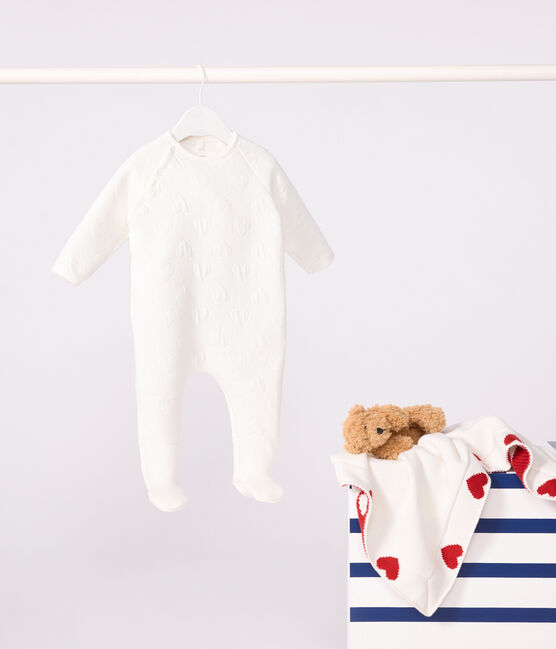 Baby hart buisvormige pyjama wit MARSHMALLOW