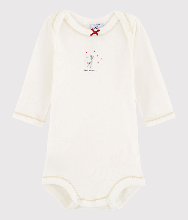 Rompertje lange mouwen babymeisje wit Lait
