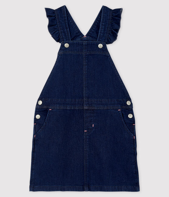 Denim overall-jurk voor meisjes blauw DENIM BLEU FONCE