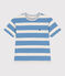 Katoenen kinder-T-shirt met korte mouw en streepjes blauw ALASKA/ AVALANCHE